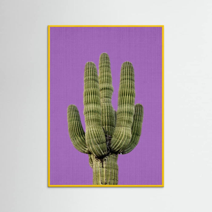 Yellow Wood Purple Cactus Poster