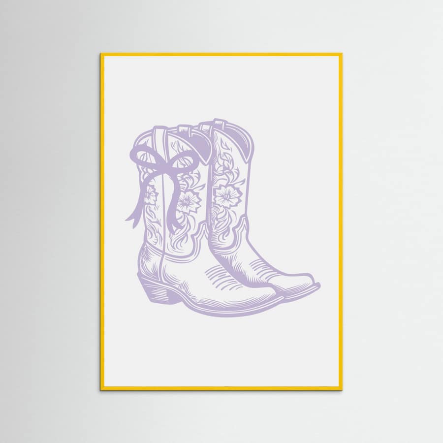 Purple Cowgirl Boots with Bow Poster – plakat og kunsttryk