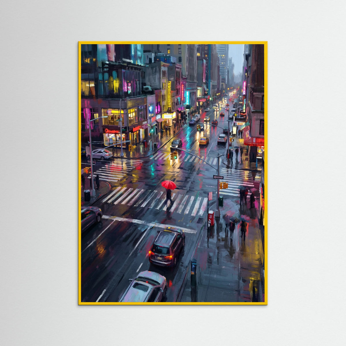 Yellow Wood Rainy City Umbrellas