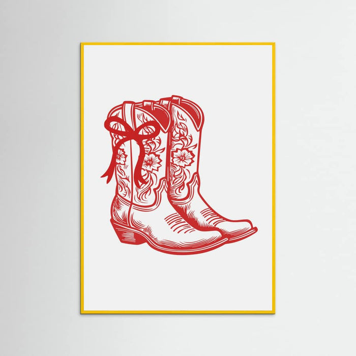 Red Cowgirl Boots with Bow Poster – plakat og kunsttryk