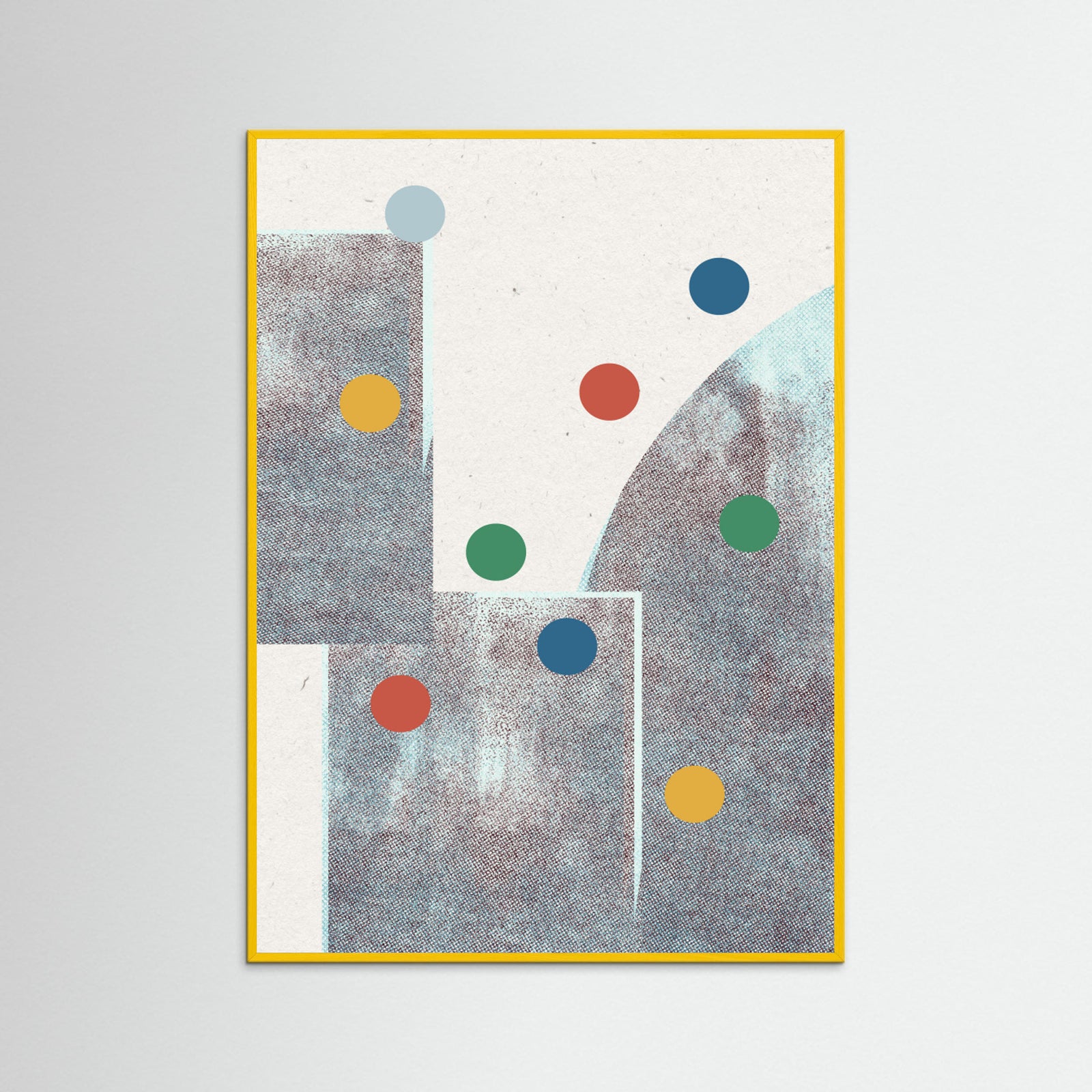 Yellow Wood Retro Dots No.1 Poster