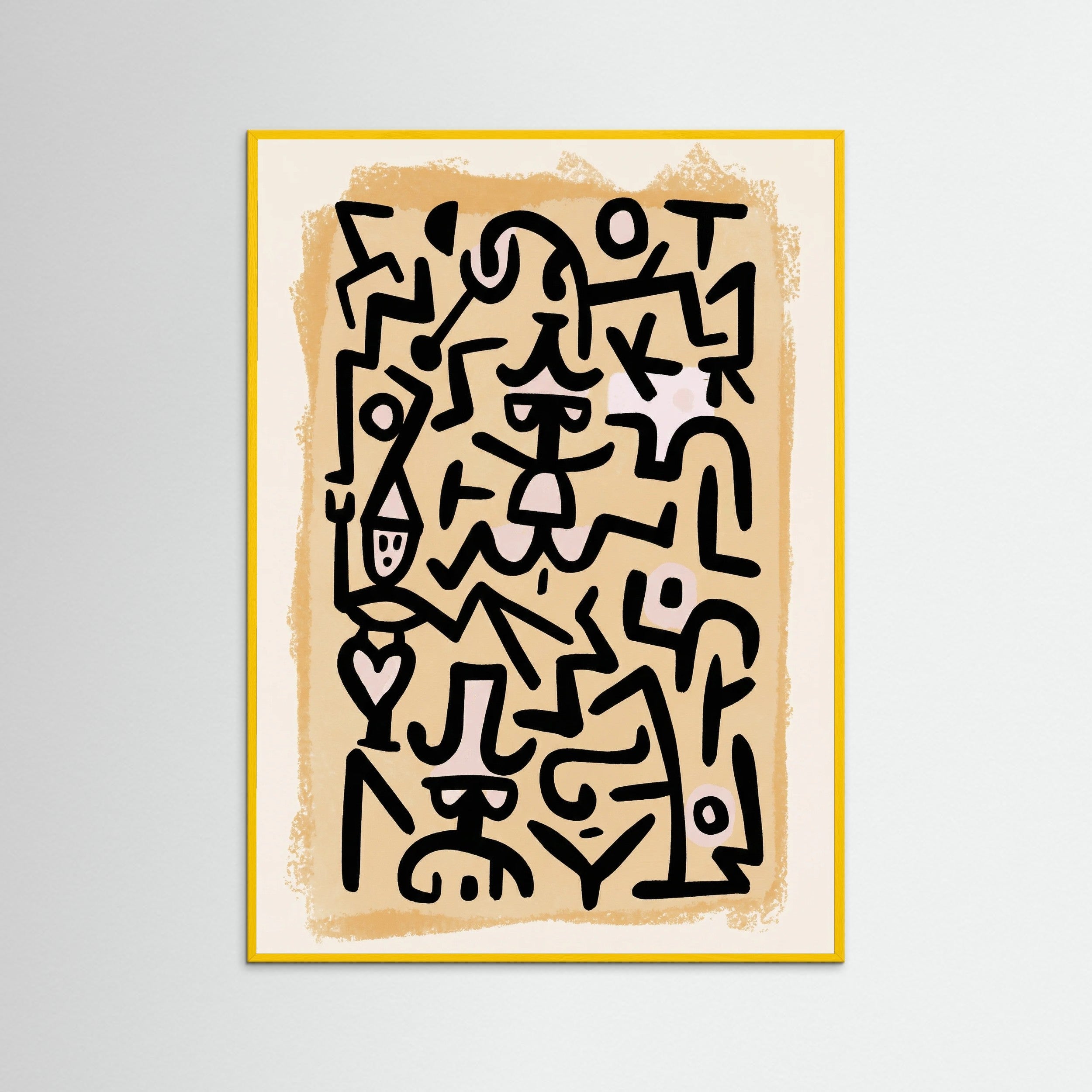 Yellow Wood Rhythmic Abstract Figures