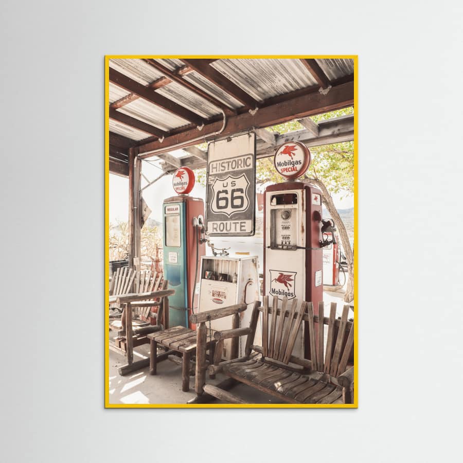 Yellow Wood Route 66 Gas Station Poster