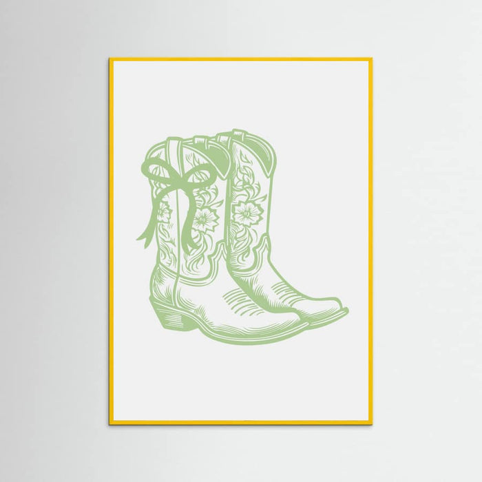 Sage Green Cowgirl Boots with Bow Poster – Poster und Kunstdruck