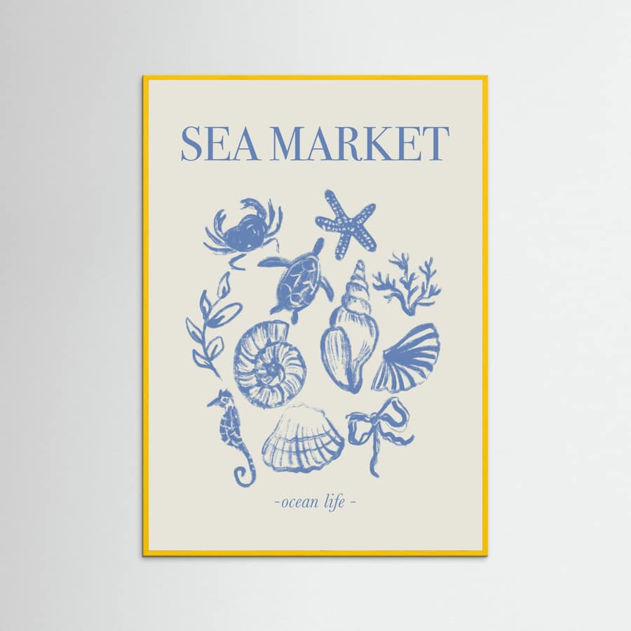 Sea Market Blue Artprint Poster – plakat og kunsttryk