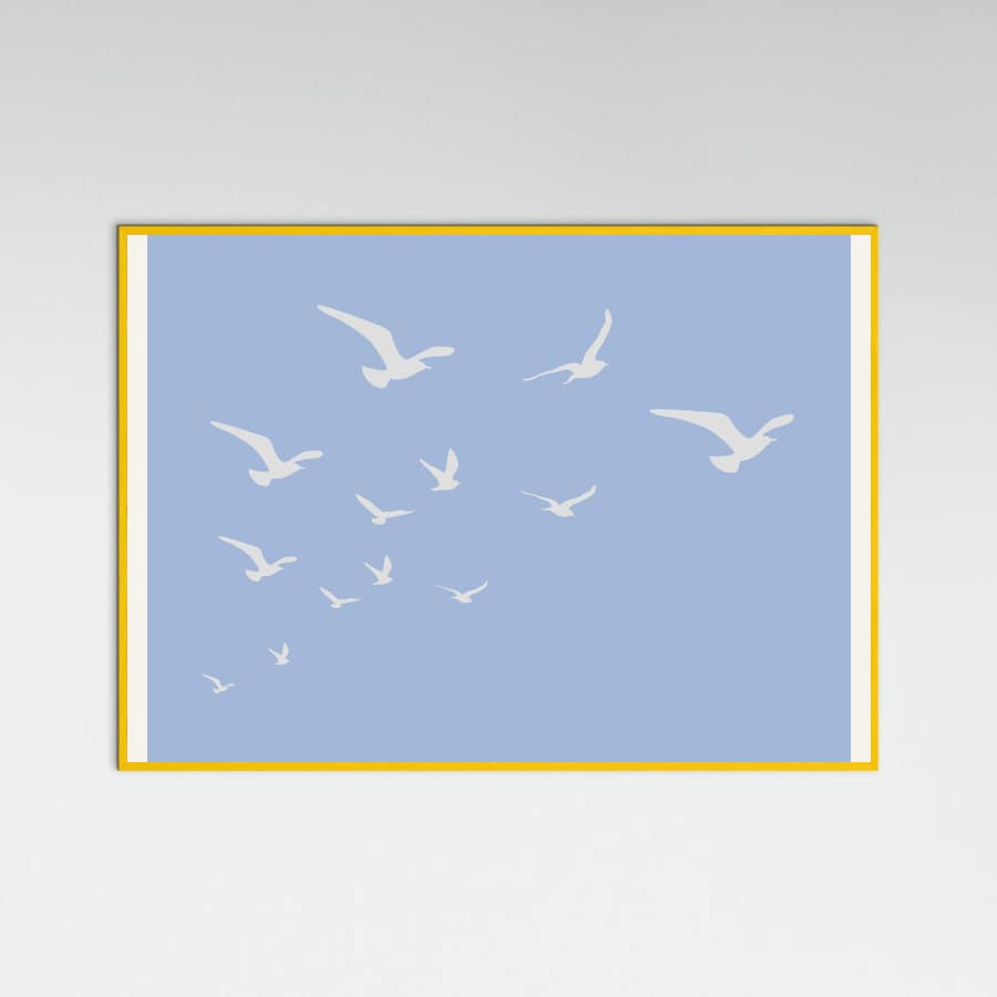 Seagulls Blue Background Poster – plakat og kunsttryk