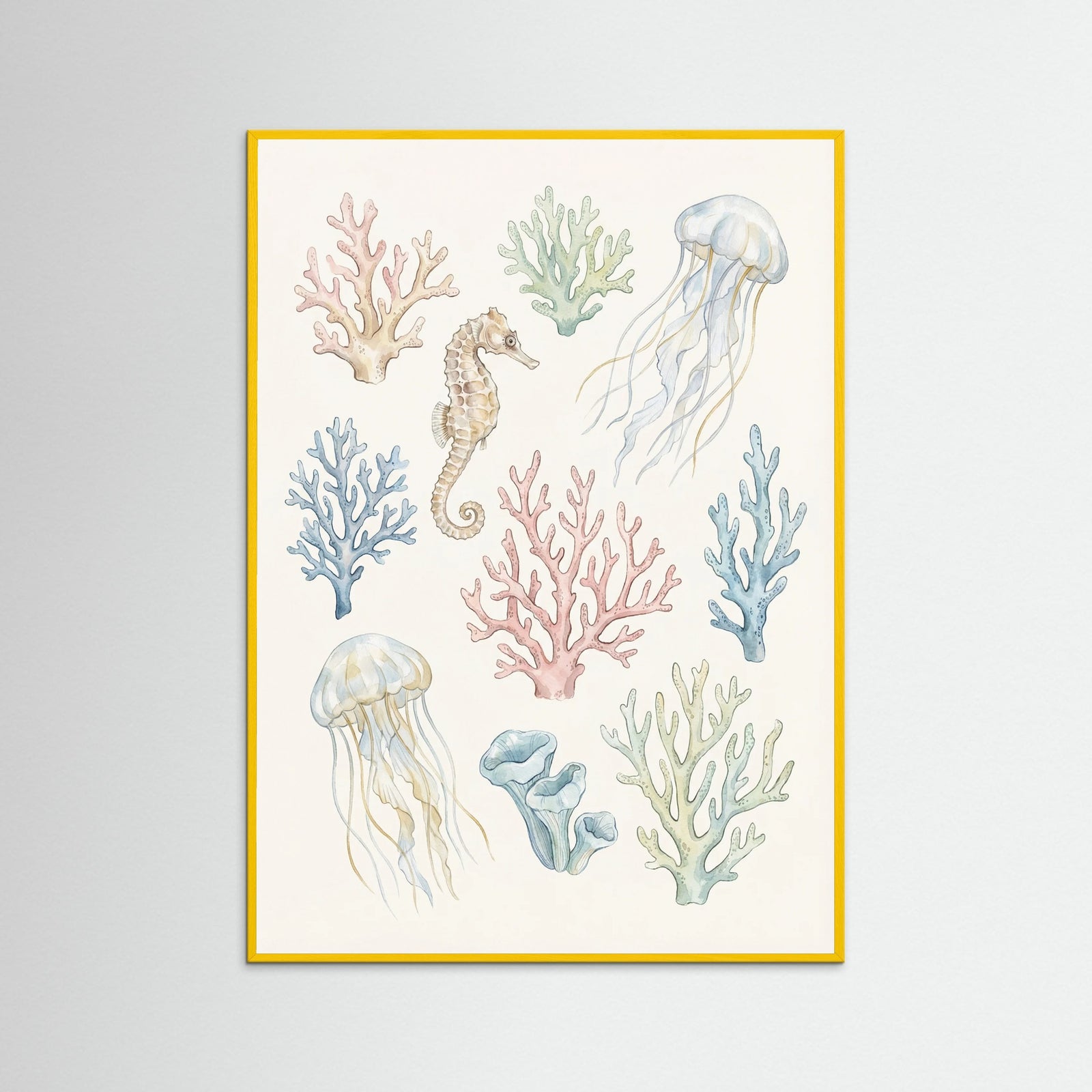 Yellow Wood Seashell Serenity