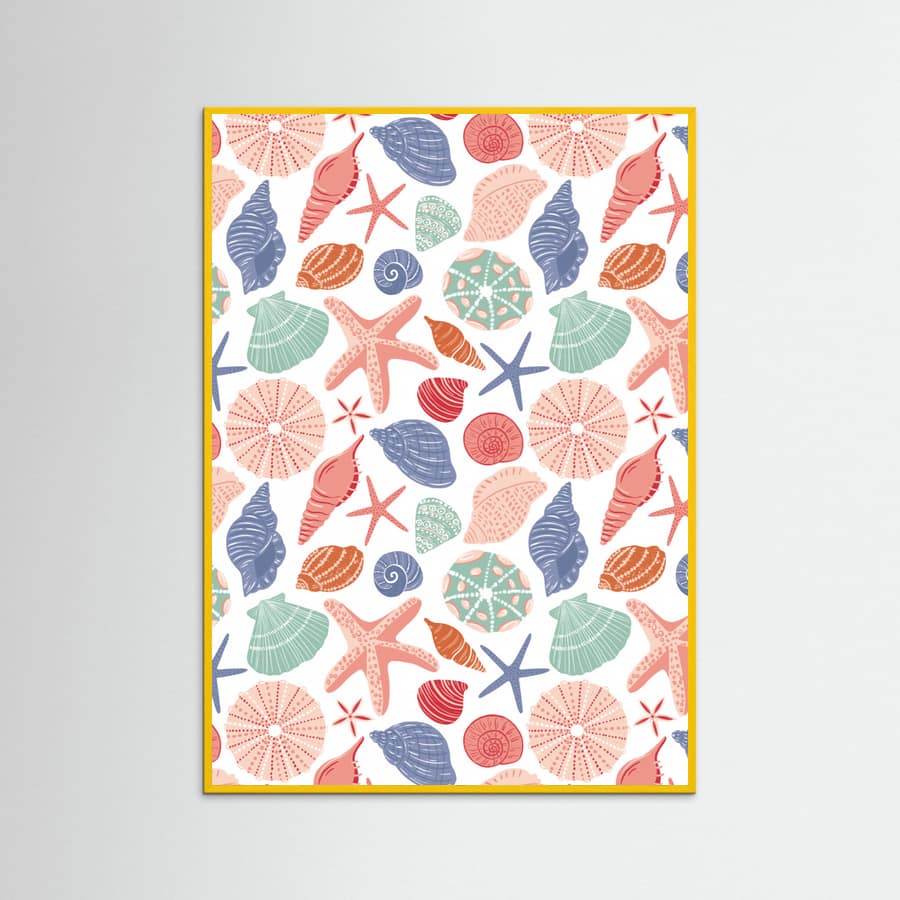 Seashells and Starfish - White Poster – poster and art print
