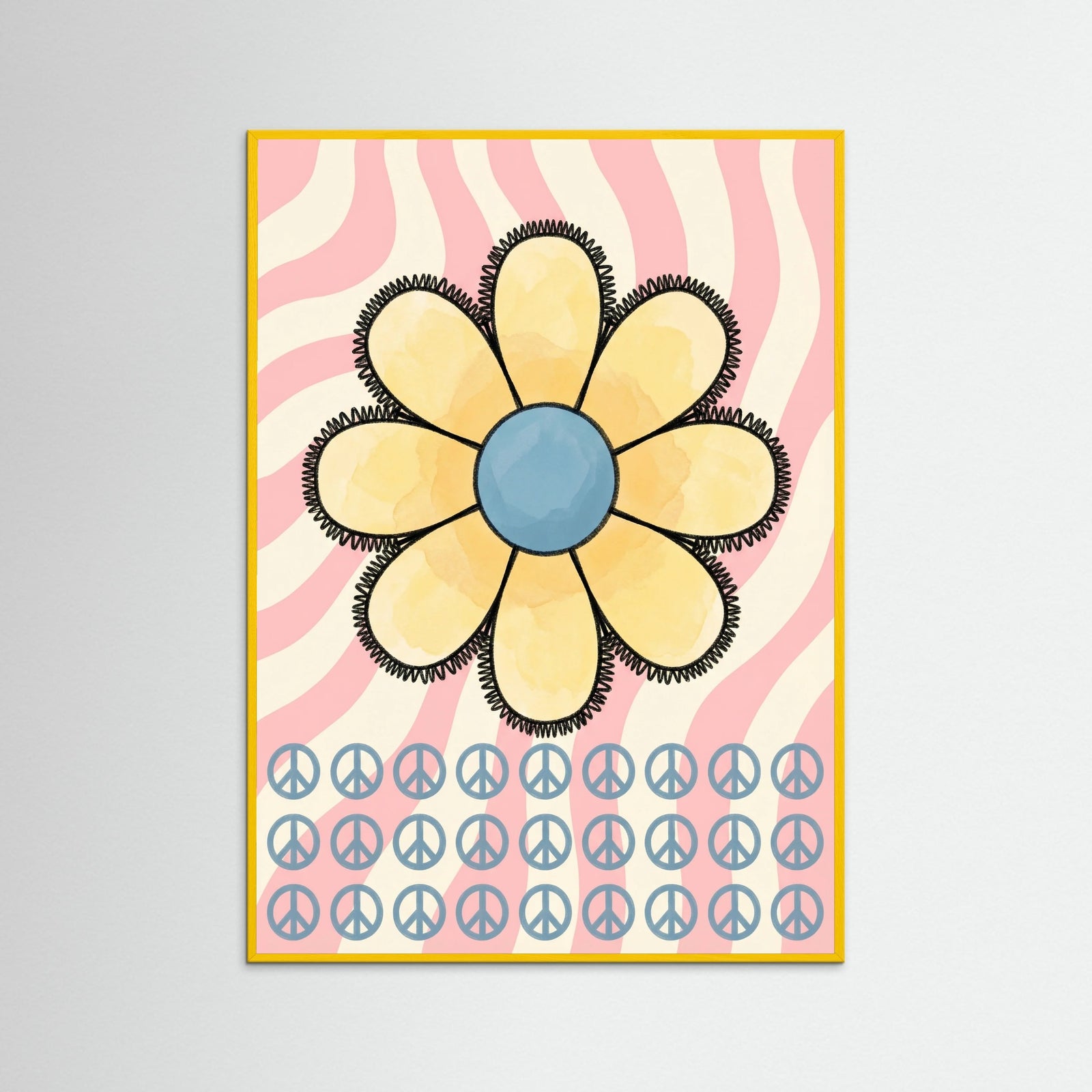Yellow Wood Smiling Checkerboard