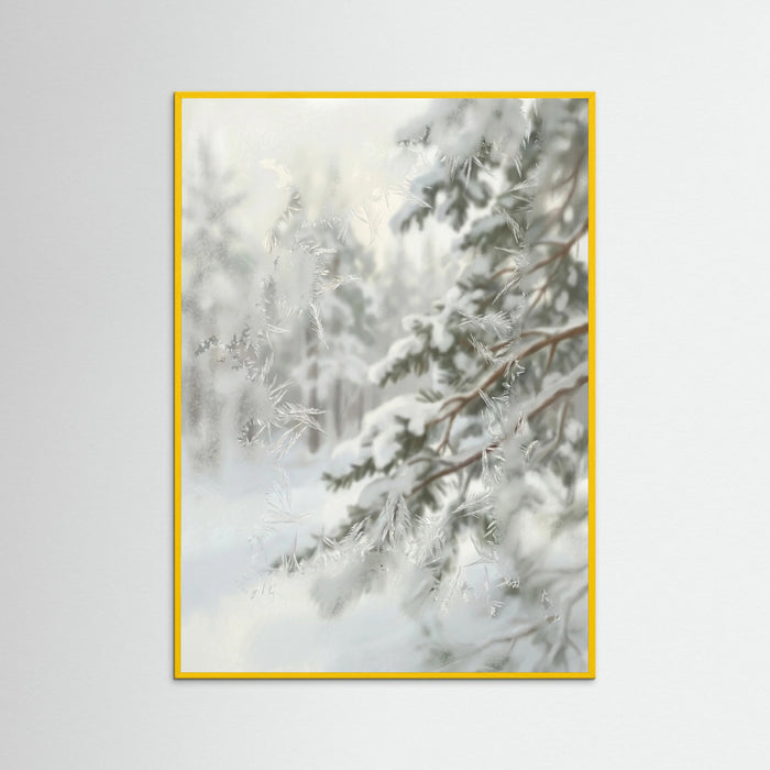 Yellow Wood Snowy Pinecones