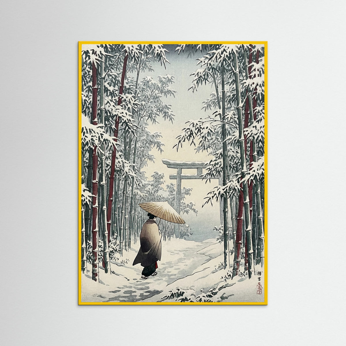 Yellow Wood Snowy Temple Path