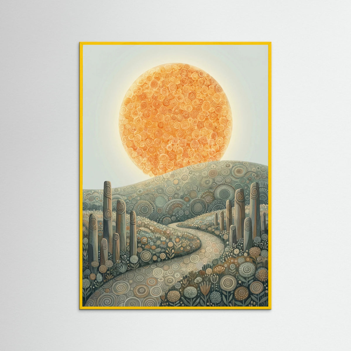 Yellow Wood Spiral Sunset Landscape