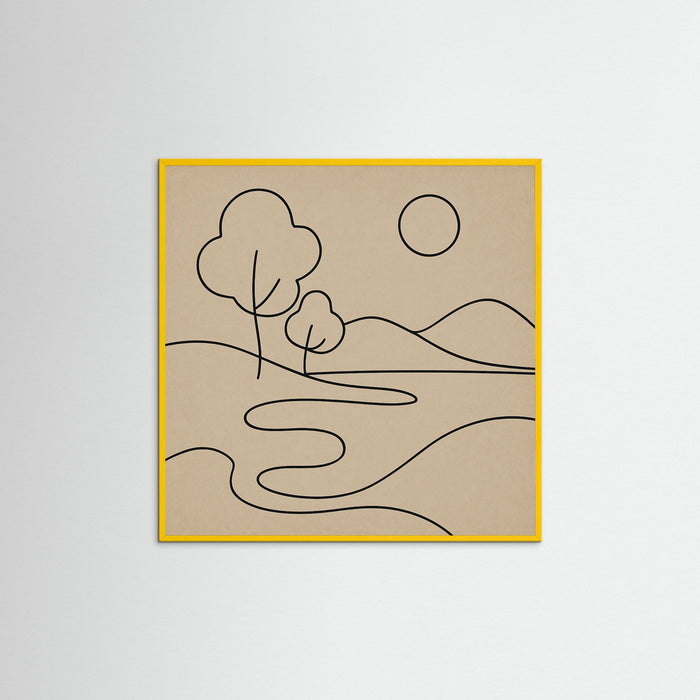 Yellow Wood Square Abstract Embrace