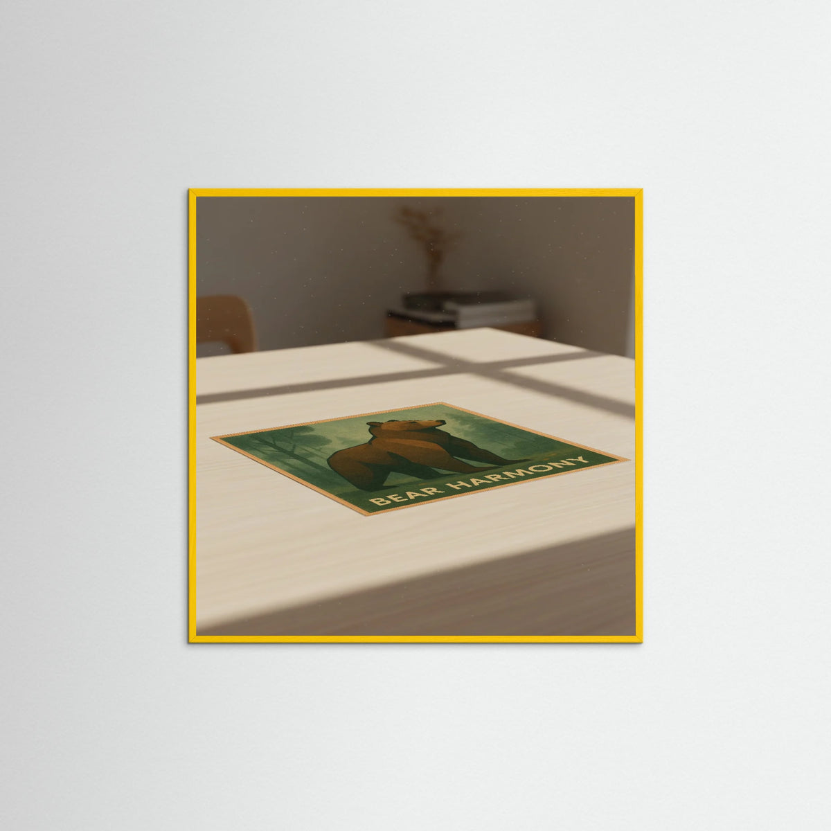 Yellow Wood Square Bear Harmony