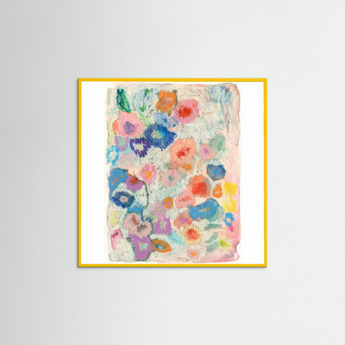 Yellow Wood Square Blossom Abstract