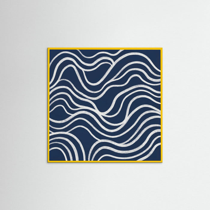 Yellow Wood Square Blue Contours
