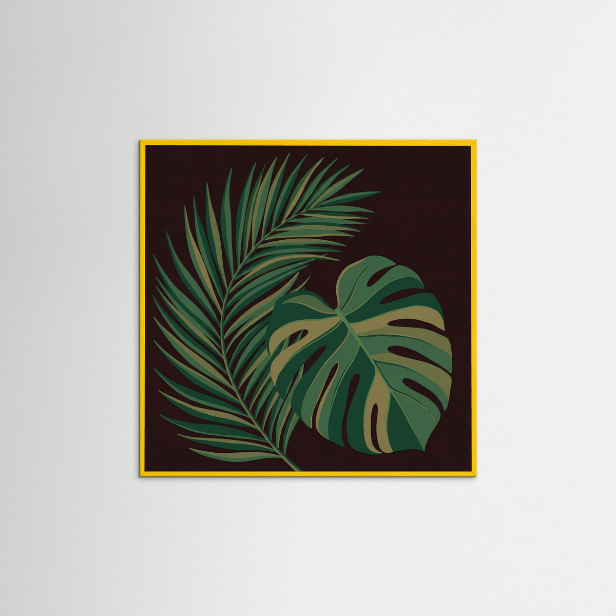 Yellow Wood Square Botanical Silhouette Vase