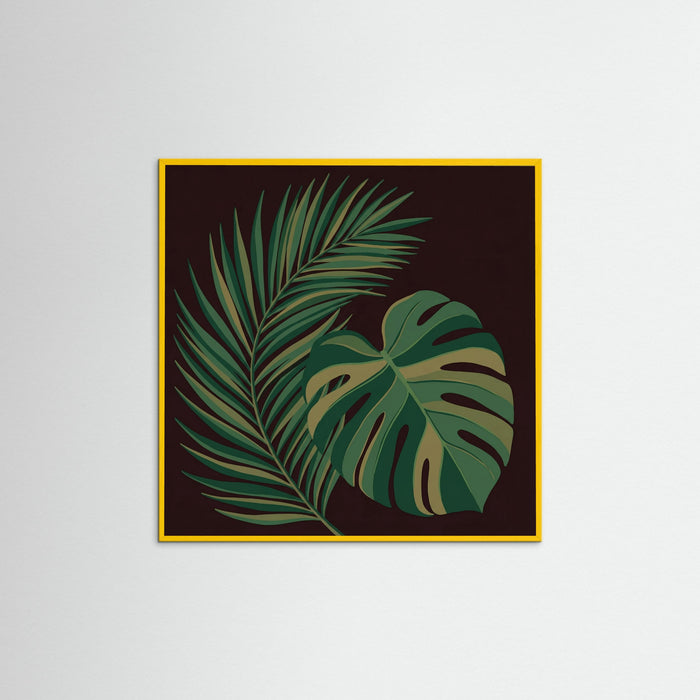 Yellow Wood Square Botanical Silhouette Vase