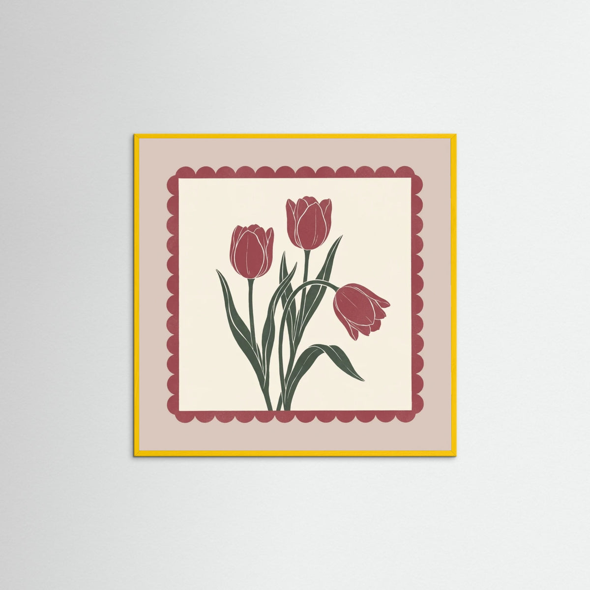 Yellow Wood Square Crimson Bloom