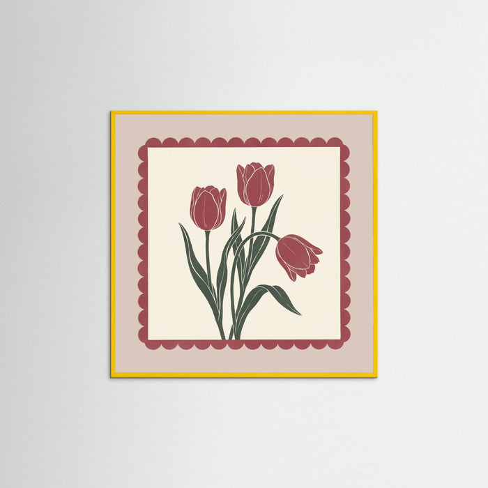 Yellow Wood Square Crimson Bloom