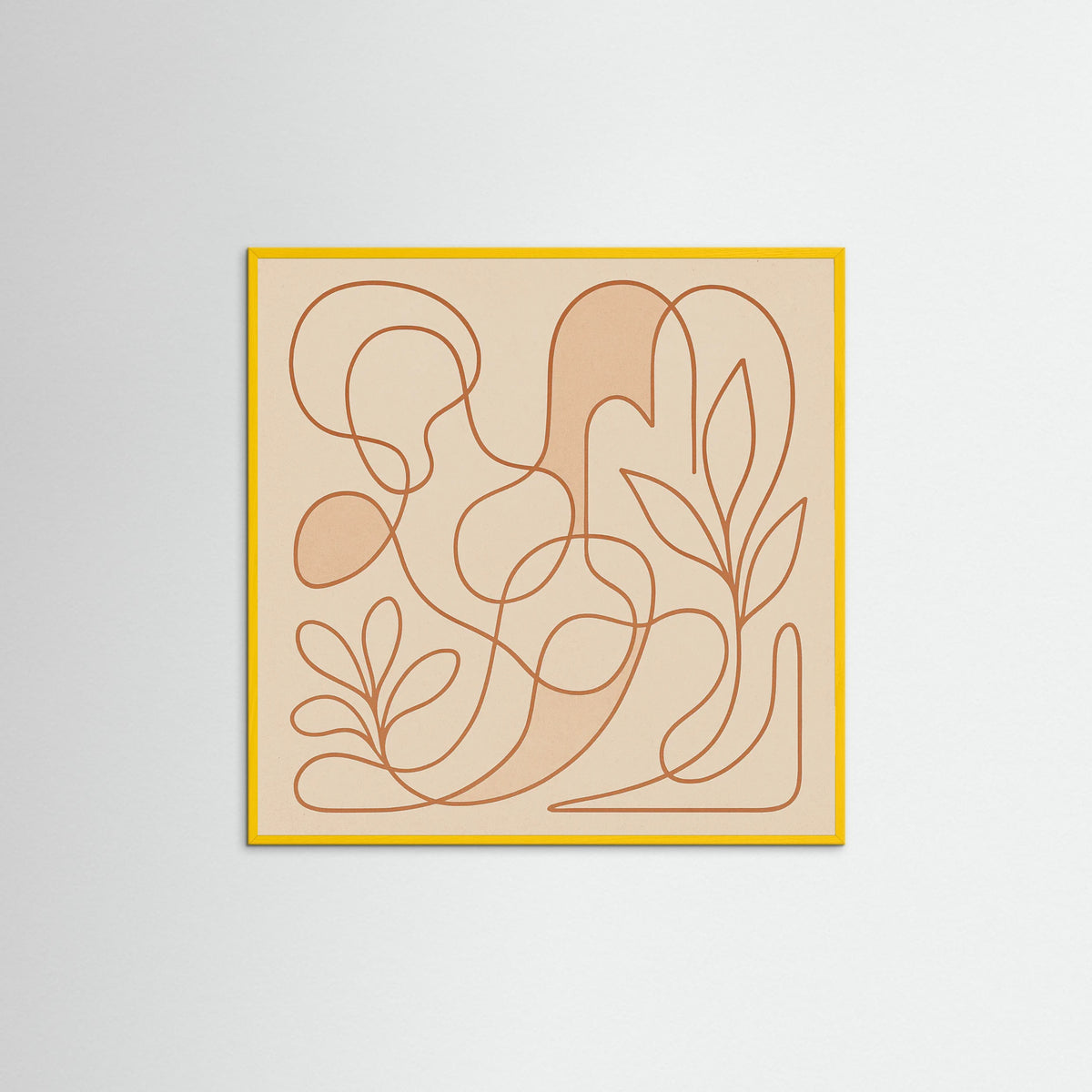 Yellow Wood Square Entwined Faces