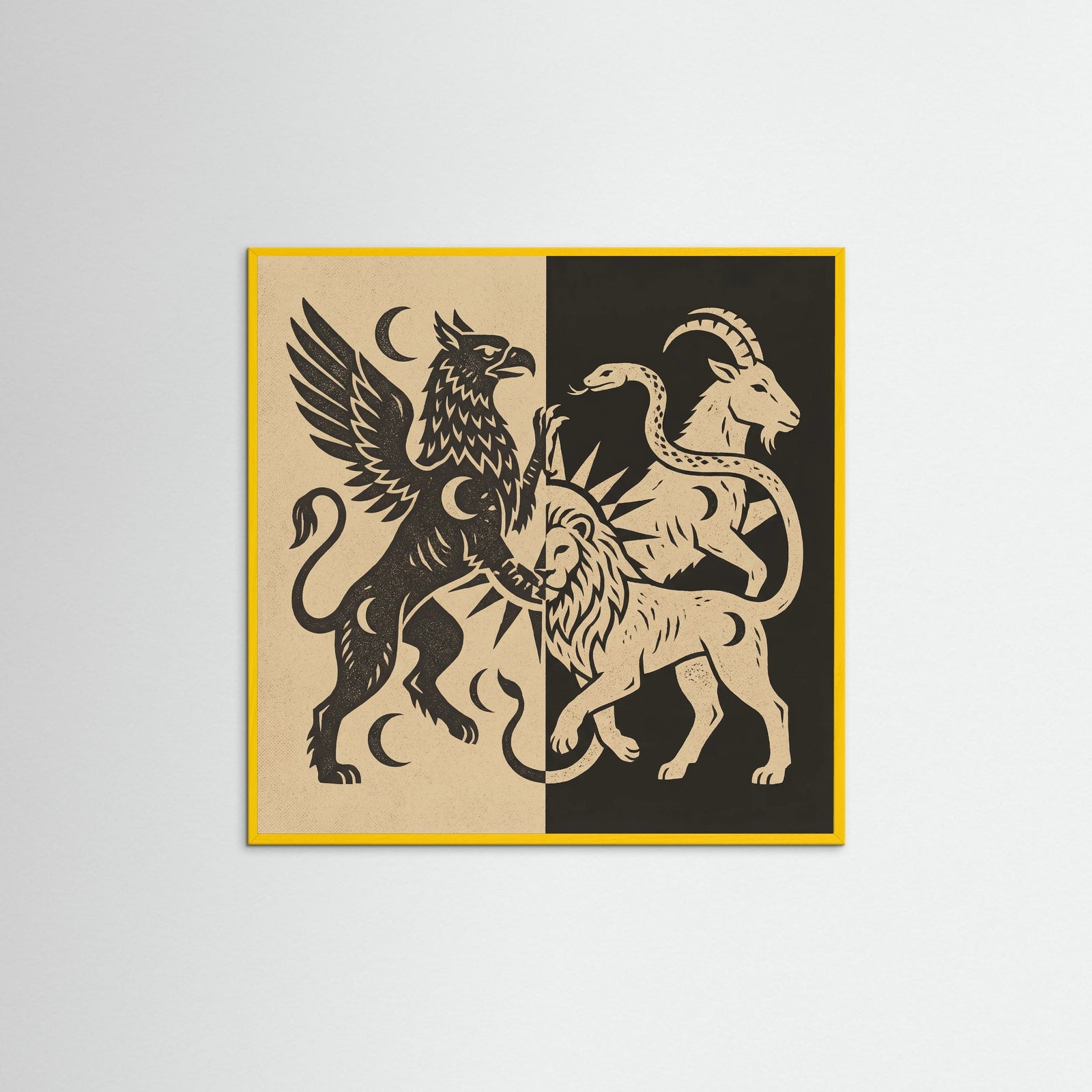 Yellow Wood Square Equine Duality