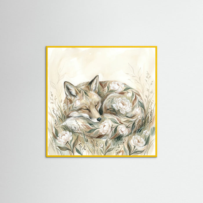 Yellow Wood Square Floral Embrace