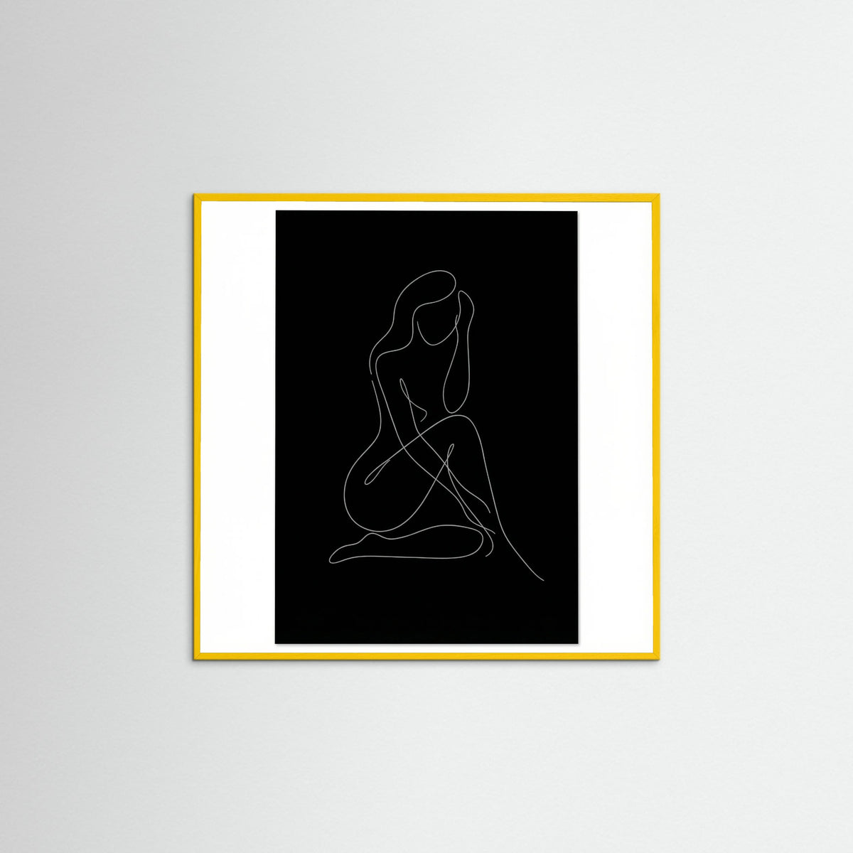 Yellow Wood Square Fluid Contours Black