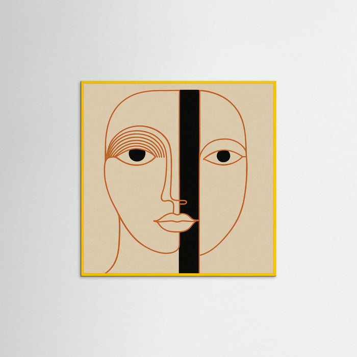 Yellow Wood Square Geometric Face