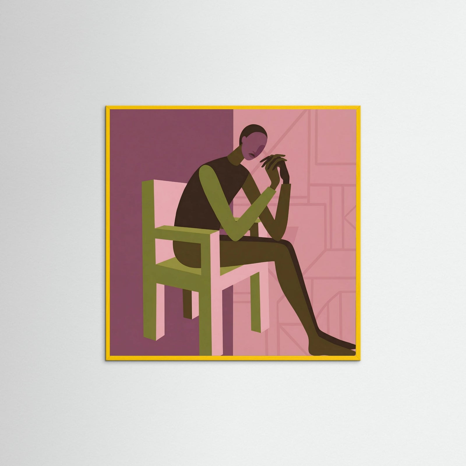 Yellow Wood Square Intertwined Forms