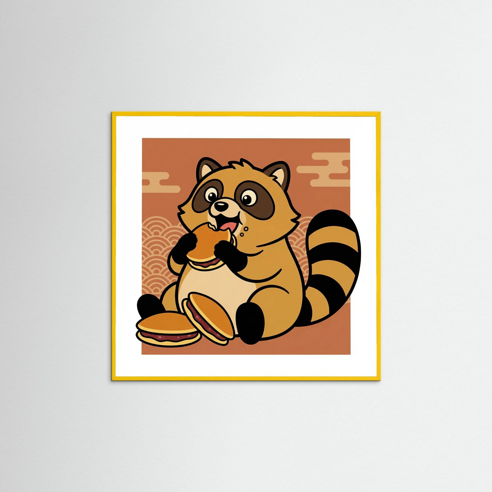 Yellow Wood Square Midnight Ramen Cat