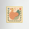 Yellow Wood Square Patterned Duck