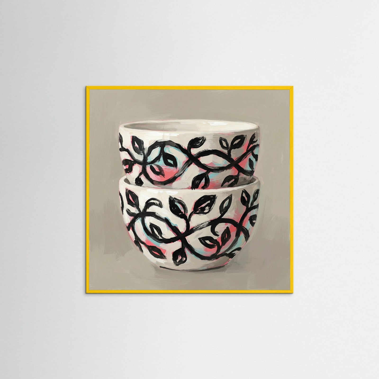Yellow Wood Square Patterned Vessel Bloom