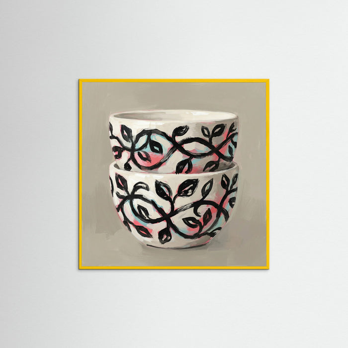 Yellow Wood Square Patterned Vessel Bloom