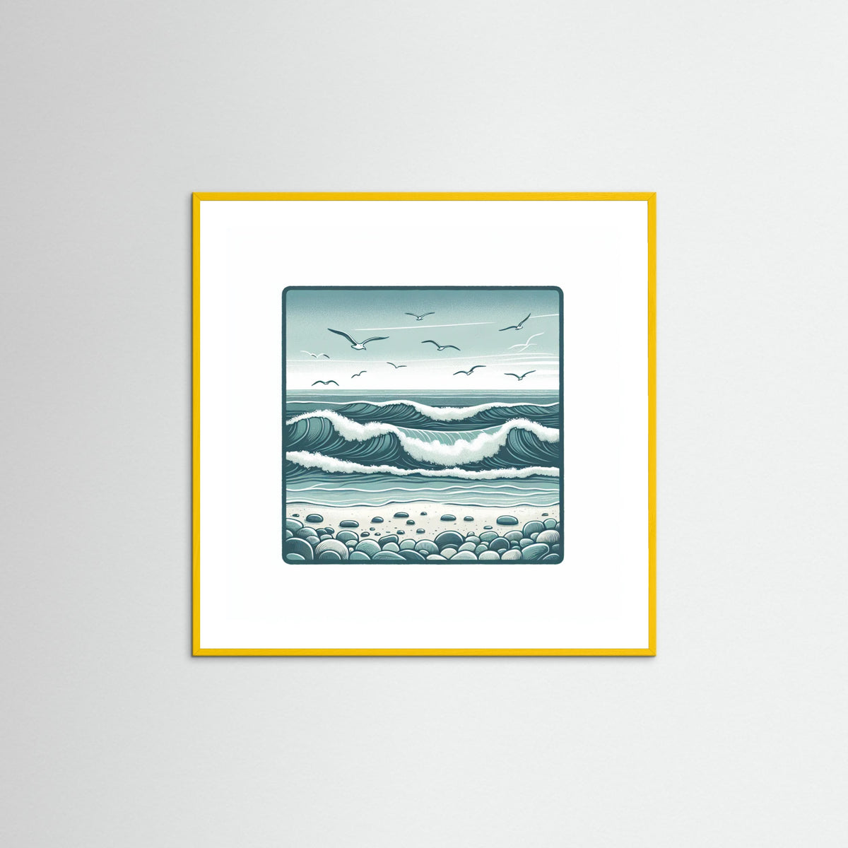 Yellow Wood Square Silent Waves