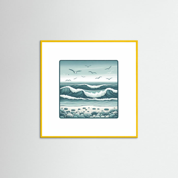 Yellow Wood Square Silent Waves
