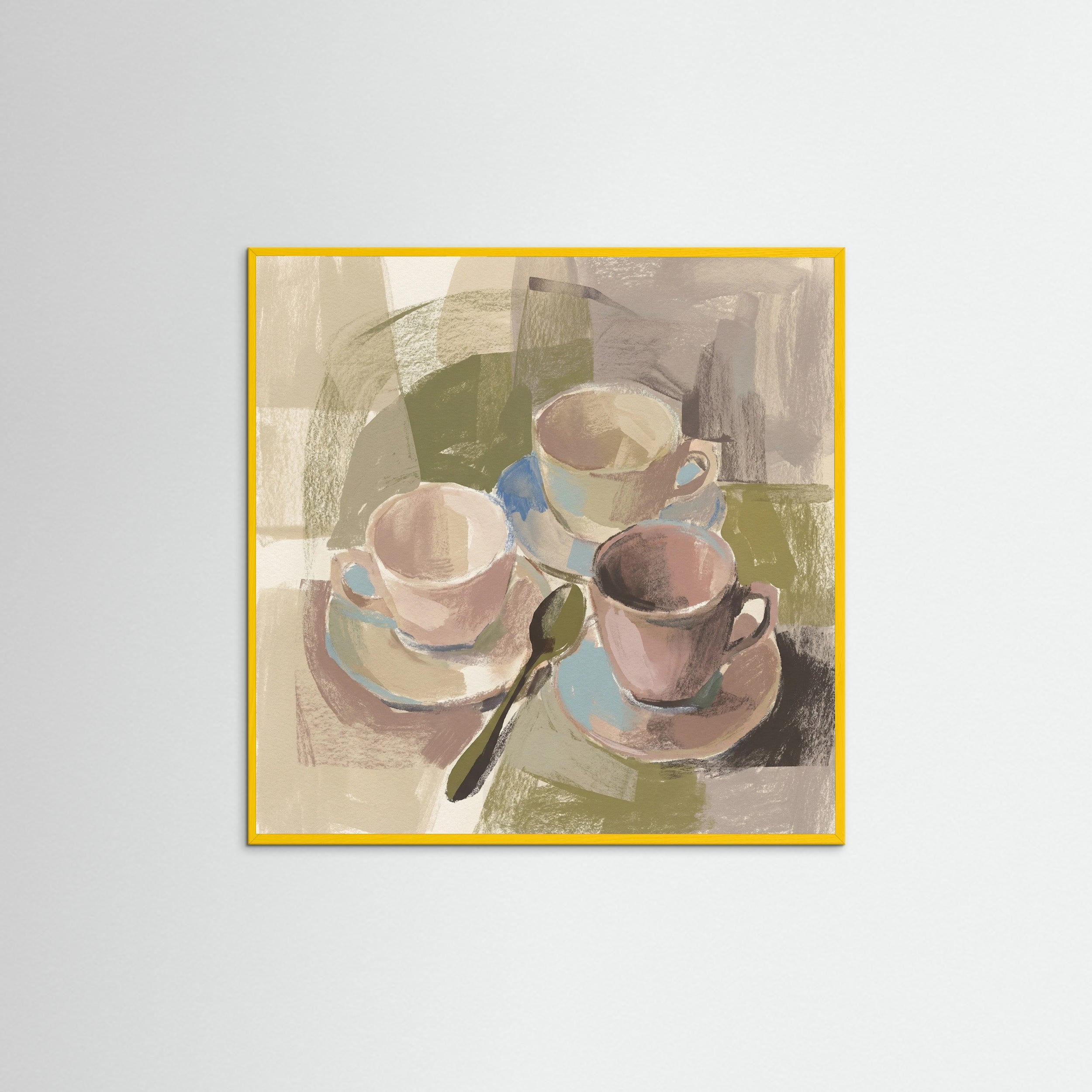 Yellow Wood Square Still Life Composition