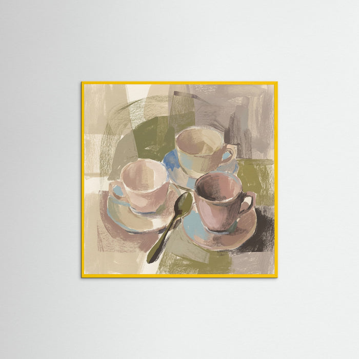 Yellow Wood Square Still Life Composition