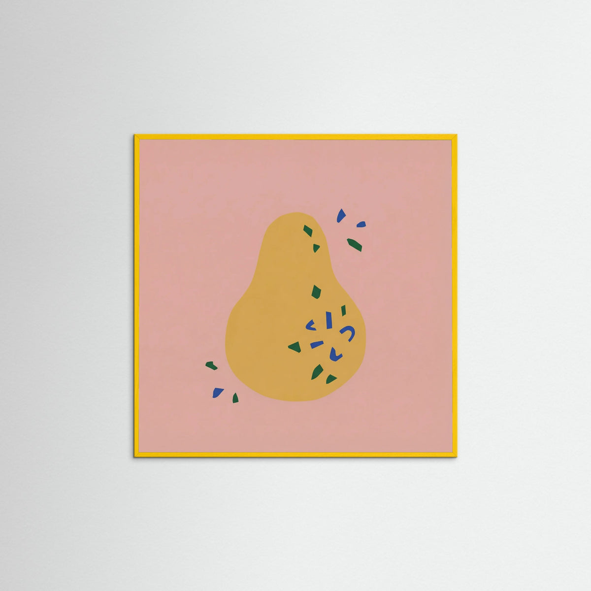 Yellow Wood Square Vase Abstraction