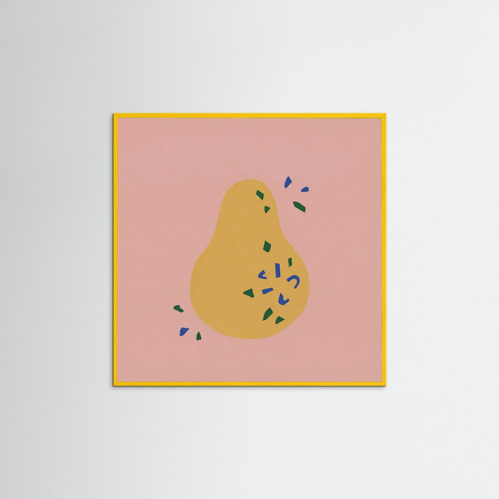 Yellow Wood Square Vase Abstraction
