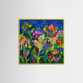 Yellow Wood Square Vibrant Floral Portrait