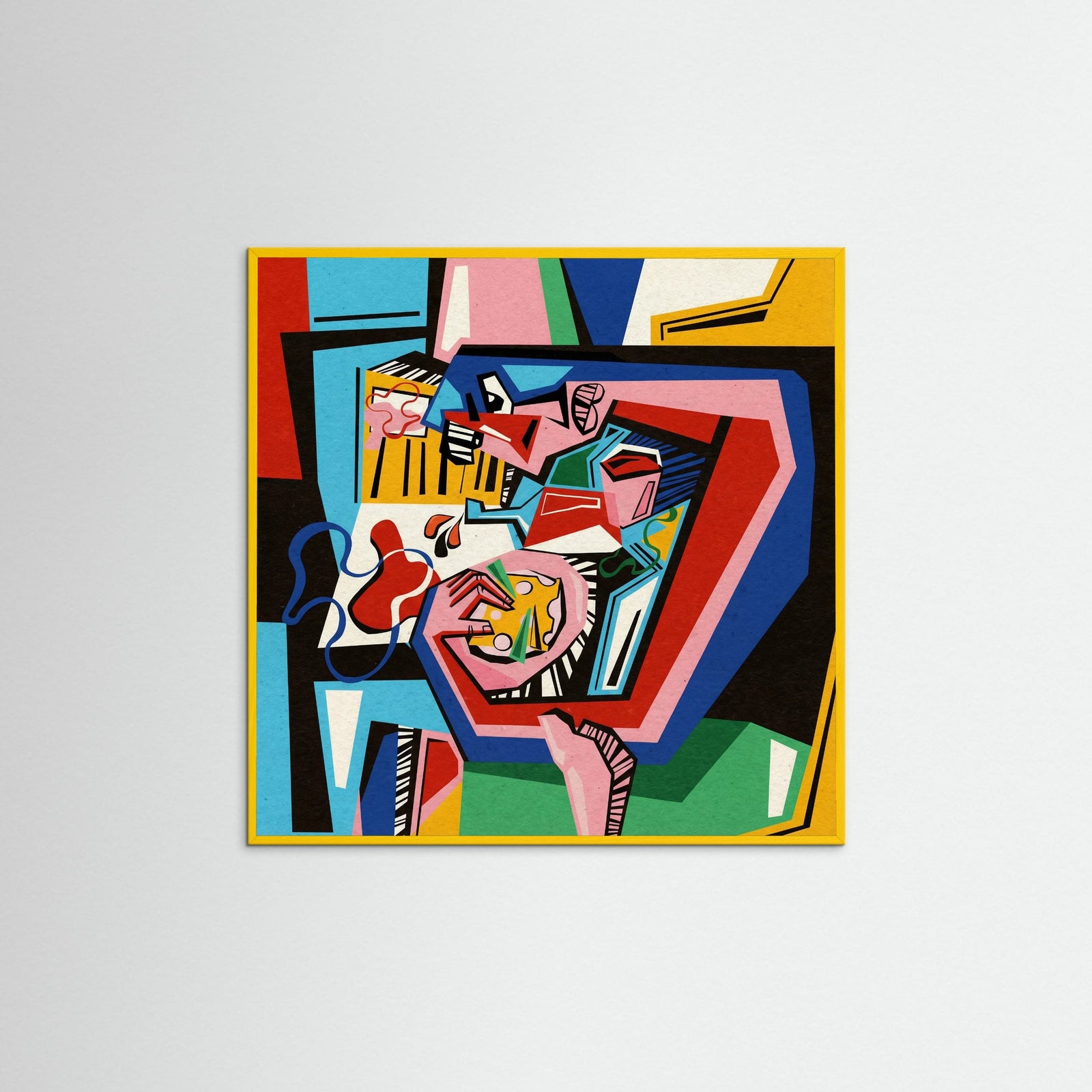 Yellow Wood Square Vibrant Musician