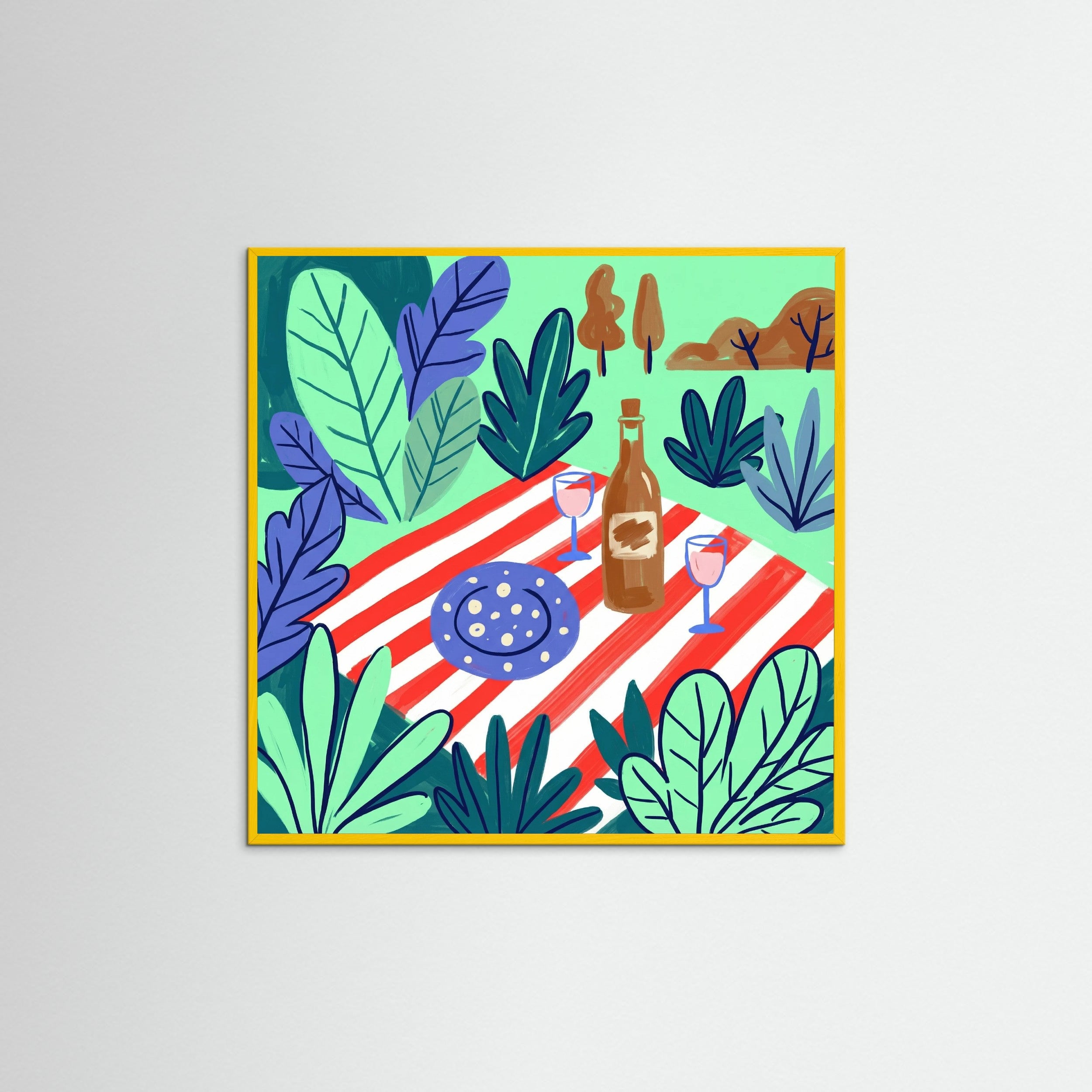 Yellow Wood Square Vibrant Tabletop Gathering