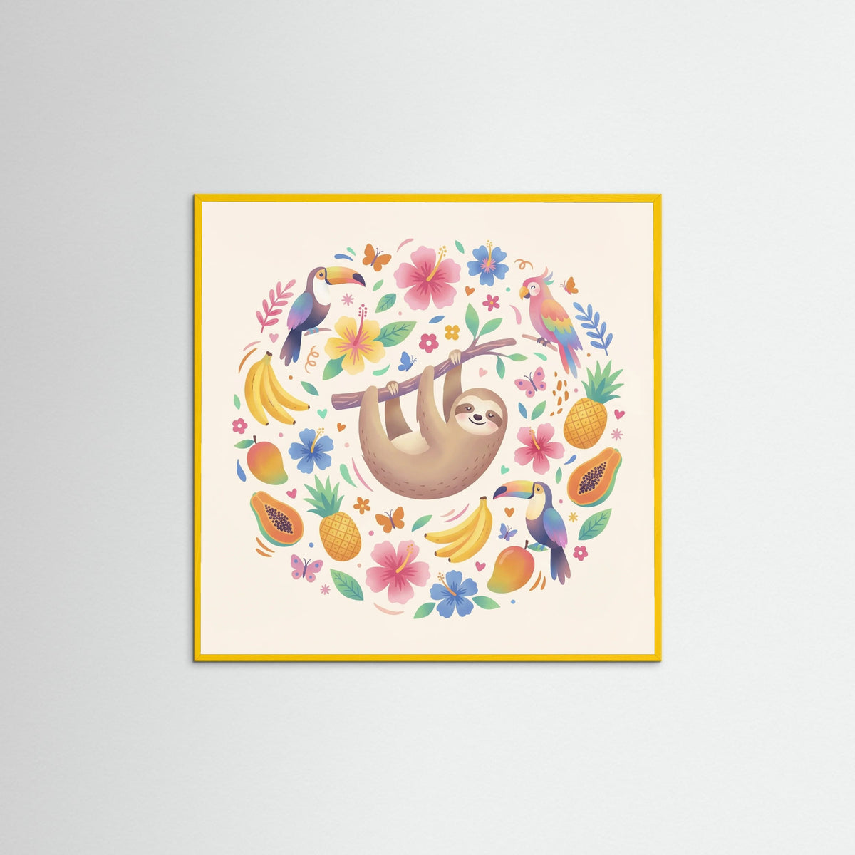 Yellow Wood Square Whimsical Jungle