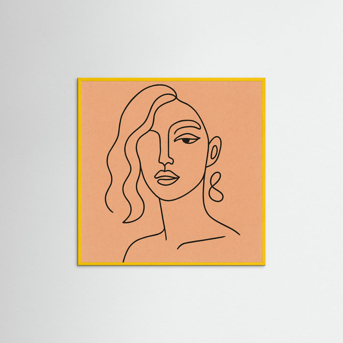 Yellow Wood Square Whimsical Lines