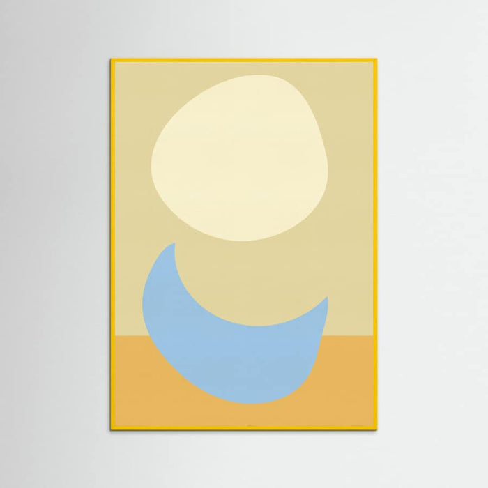 Yellow Wood Stacked Ovals in Soft Yellow and Light Blue Poster