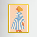 Yellow Wood Striped Dress Woman