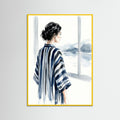 Yellow Wood Striped Serenity Blue