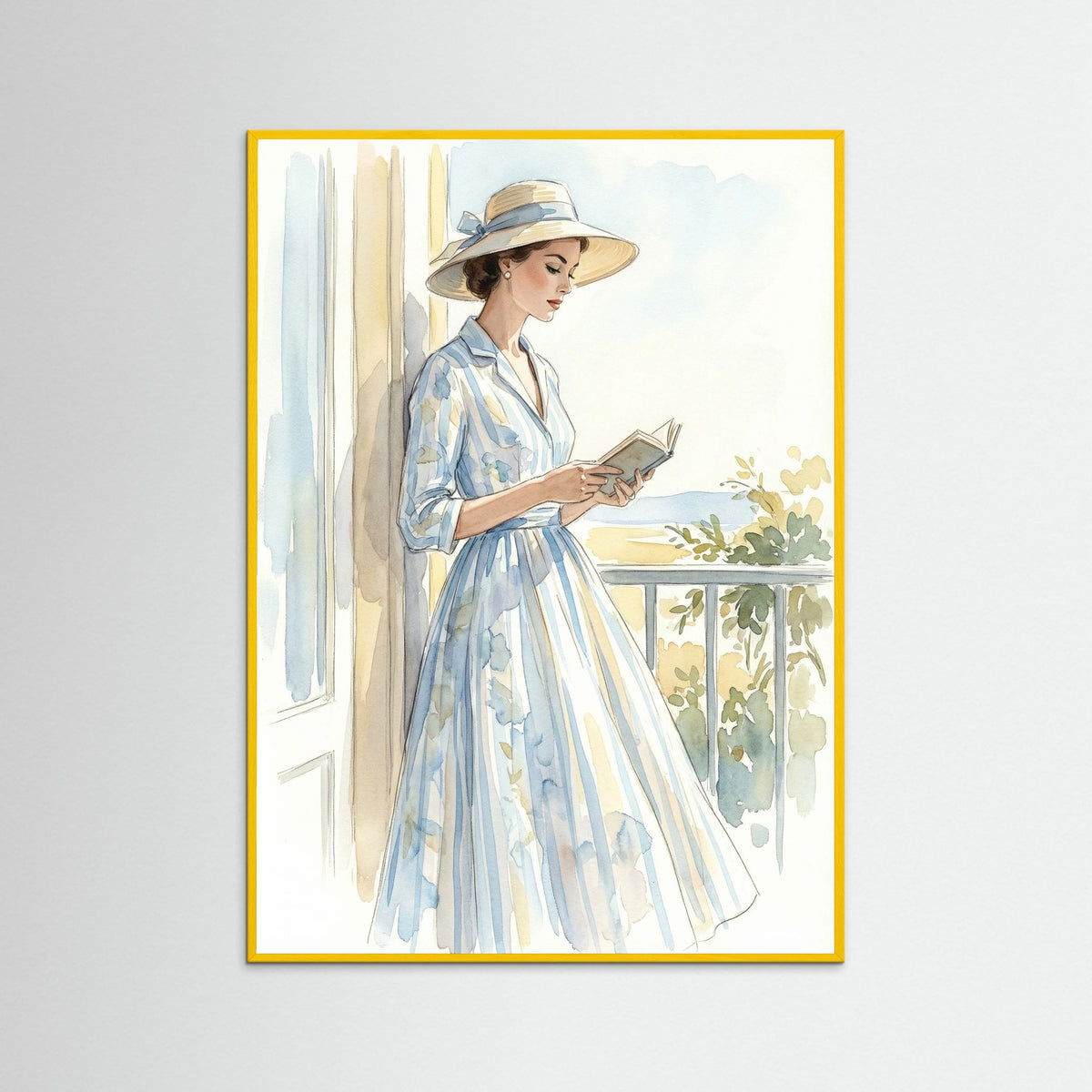 Yellow Wood Striped Serenity Blue