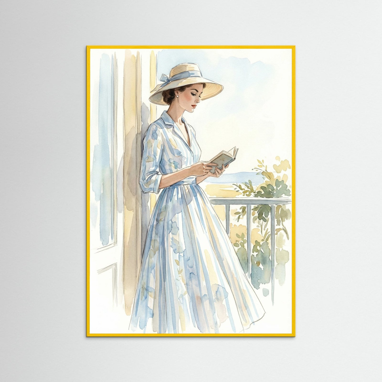 Yellow Wood Striped Serenity Blue